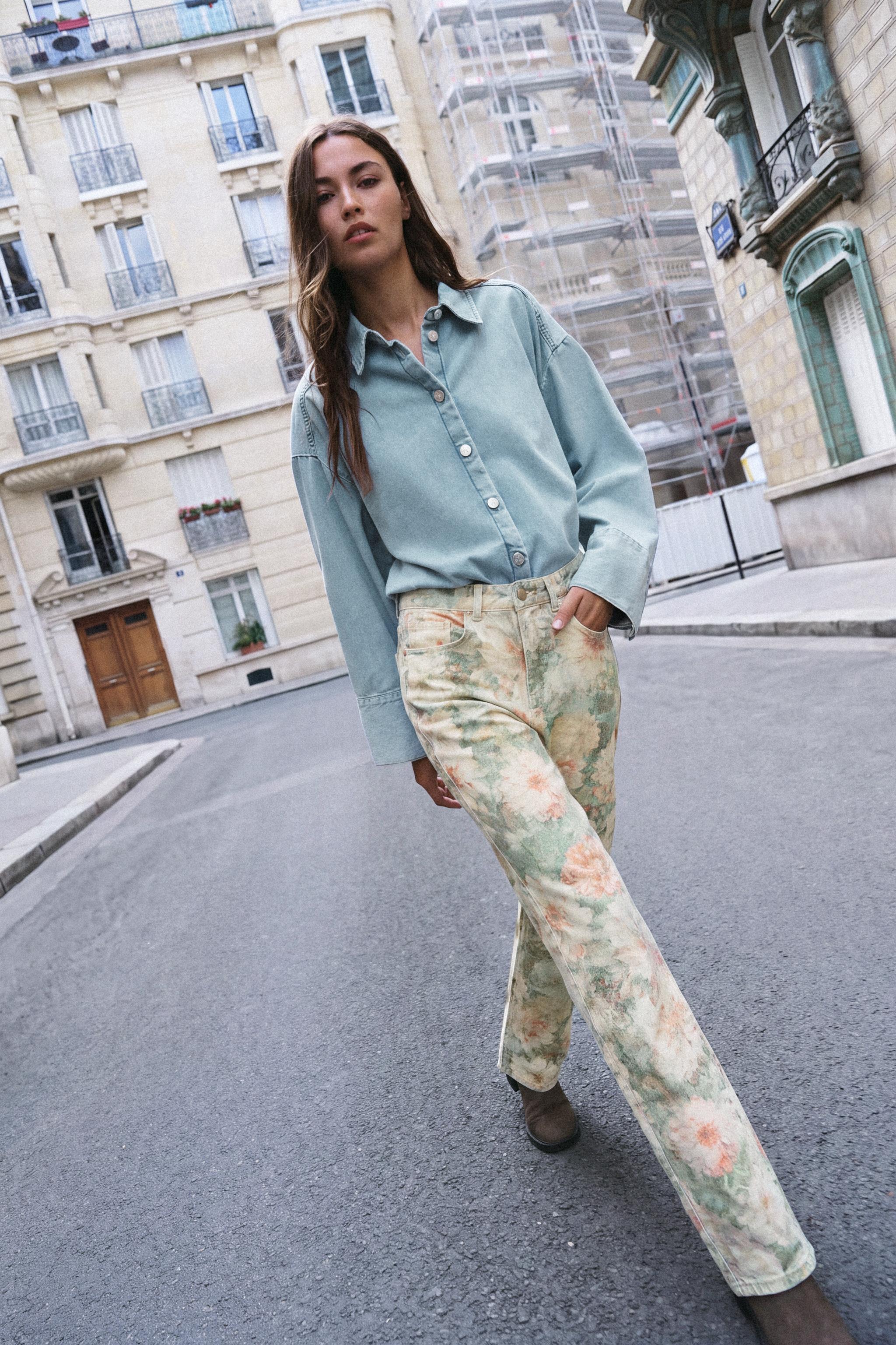 JEAN Z1975 DROIT TAILLE NORMALE À MOTIF FLORAL
